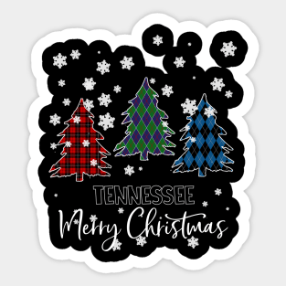 Tennessee Merry Christms Buffalo Plaid Xmas Tree  Sticker